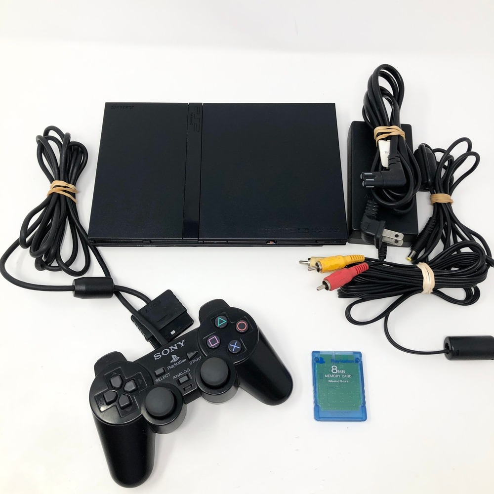 Sony SCPH-77001 PlayStation 2 Slim Console Bundle Tested Working Black